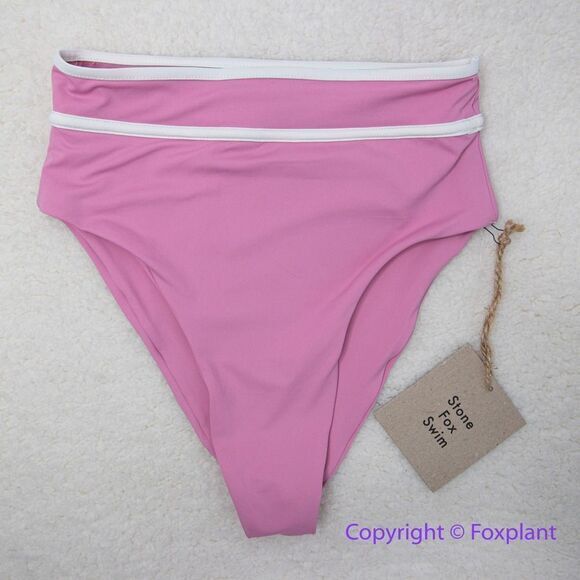 NEW Stone Fox Swim Juniper high waisted bikini bottoms, pink, size XS - Picture 2 of 8